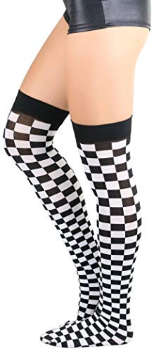 ToBeInStyle Women s Checkered Stockings Black/White  OS