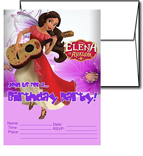 12 ELENA OF AVALOR Birthday Invitation Cards (12 White Envelops Included)