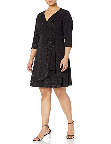 Karen Kane Women s Plus Size Faux WRAP Drape Dress Black 0X