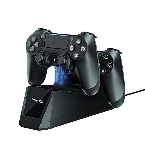 Controller Charger for PS4Homesuit Dual Shock USB Charger Charging Docking Station Stand for Sony Playstation 4 PS4/PS4 Slim/PS4 Pro ControllerBlack