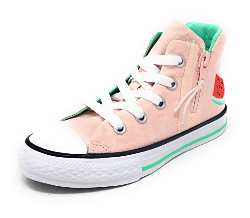 Converse CTAS Chuck Taylor All Start Zip HI Junior Vapor Pink/White/Green Glow Watermelon 6 US Big Kids