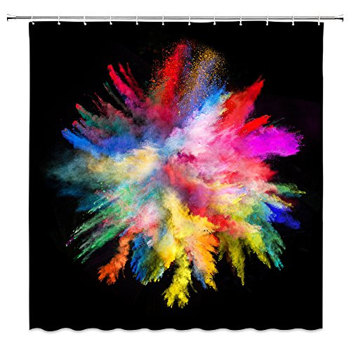 Feierman Colorful Shower Curtain Art Decor Beautiful Watercolor Abstract Bathroom Curtain Decor Machine Washable Mildew Resistant with Hooks 70x70Inches