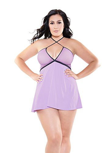 Coquette Women s Plus Size Diva Lilac Baby Doll  GString OS/XL