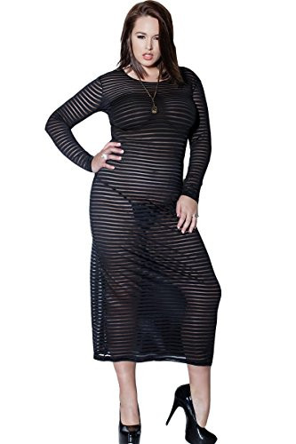 Coquette Women s Plus Size Diva Long Sleeve Gown Black OS/XL