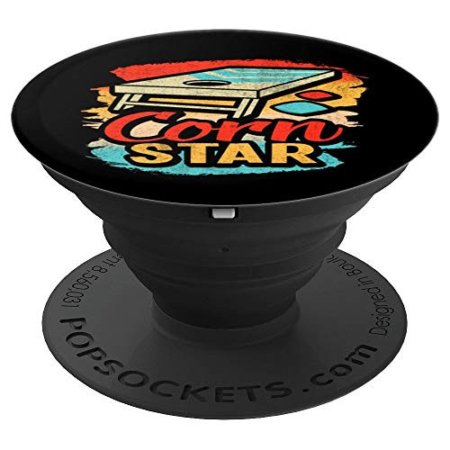 Corn Star Cornhole Bean Bag Toss Champion Player Gift Retro PopSockets Grip and Stand for Phones and Tablets
