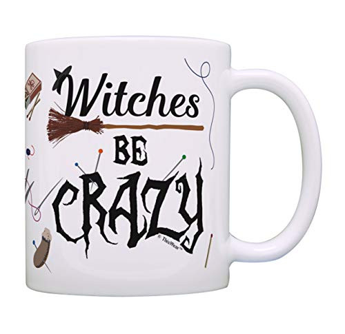 Witch Mug Witches Be Crazy Coffee Mug Halloween Gifts Witch Coffee Cup Pun Coffee Mug Tea Cup White