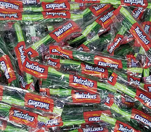 CrazyOutlet Twizzlers Green Apple Pull  n  Peel Licorice Twist Soft and Chewy Fun Size Candy Individually Wrapped Bulk Pack 2 Lbs