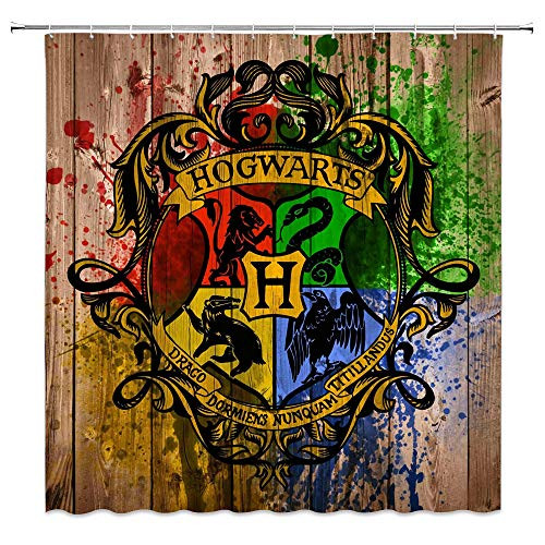 AMFD Harry Potter Shower Curtain Classic Movie Magic School Theme Tapestry 70 x 70 Inches Waterproof Mildew Polyester Fabric Bathroom Include Hooks