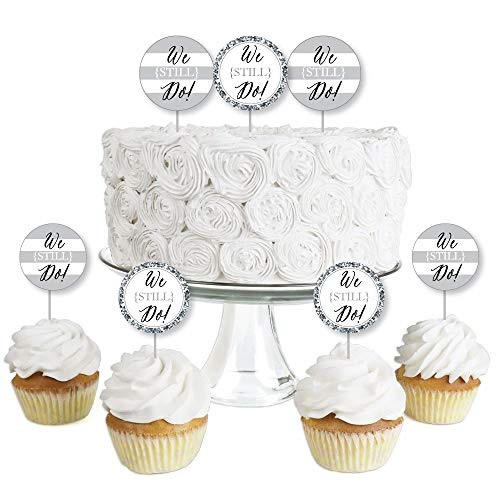 We Still Do  Wedding Anniversary  Dessert Cupcake Toppers  Anniversary Party Clear Treat Picks  Set of 24