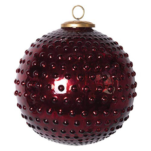 Creative Coop Glass Hobnail Ball Ornaments Red