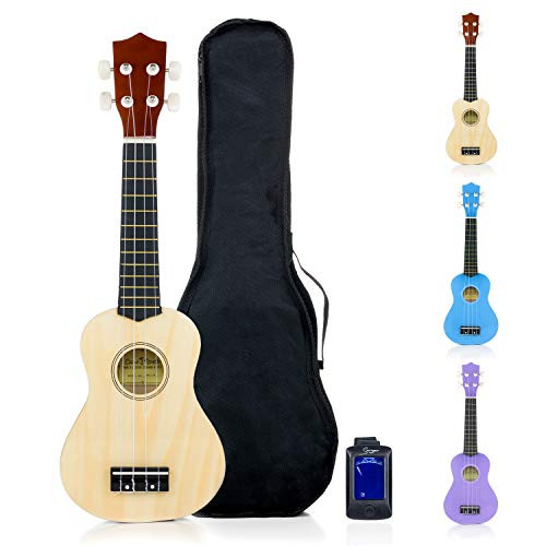 Crossroads Handcrafted Soprano Ukulele Includes Private Lesson and Matching Lightweight Nylon Bag Natural