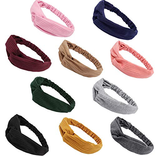 CUBACO Women Headbands Knotted Headbands for Women Turban Headwraps Head Bands Women Hair Vintage Twisted Criss Cross Elastic Headwrap Hair Accessories for Yoga Workout Solid Color 10 Pcs CUBACO Women Headbands Knotted Headbands for Women Turban Headwraps Head Bands Women Hair Vintage Twisted Criss Cross Elastic Headwrap Hair Accessories for Yoga Workout Solid Color 10 Pcs