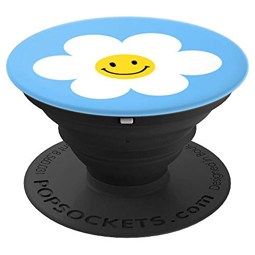 Cute Daisy Flower with Smiley Happy Face PopSockets Grip and Stand for Phones and Tablets