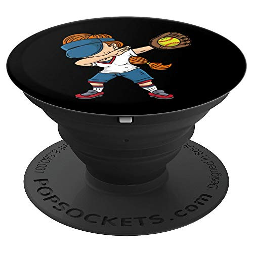 Dabbing Softball Girl Cute Sports Dabber Funny Baseball Gift PopSockets Grip and Stand for Phones and Tablets
