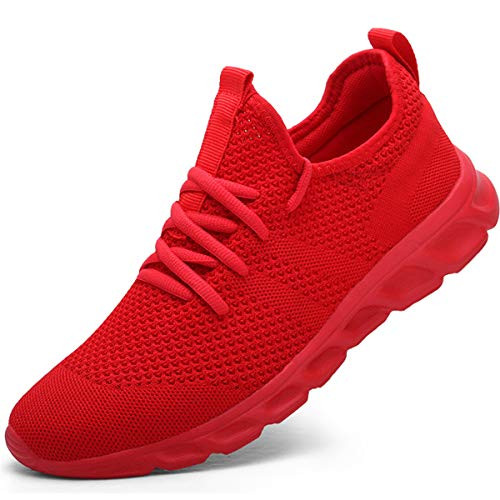 Damyuan Mens Lightweight Athletic Running Walking Gym Shoes Casual Sports Shoes Fashion Sneakers Walking Shoes Red