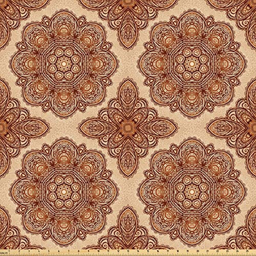 Ambesonne Ethnic Fabric by The Yard Mehndi Style Floral Flower with Abstract Paisley Backdrop Art Print Microfiber Fabric for Arts and Crafts Textiles Decor 1 Yard Dark Brown Ambesonne Ethnic Fabric by The Yard Mehndi Style Floral Flower with Abstract Paisley Backdrop Art Print Microfiber Fabric for Arts and Crafts Textiles Decor 1 Yard Dark Brown