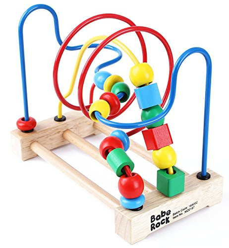 Babe Rock Bead Maze Game Roller Coaster Classic Wooden Educational Toys for Toddlers, Baby Around Circle Bead Skill Improvement Wood Toys