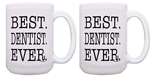 Dentist Cup Set Best Dentist Ever Gifts for Dentist 2 Pack Gift 15oz Coffee Mugs Tea Cups White