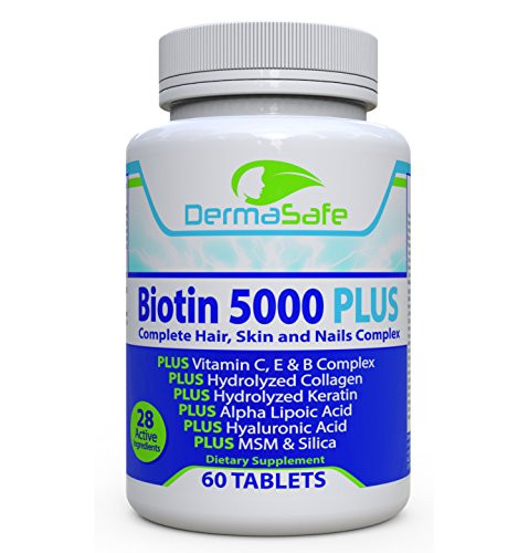 Biotin 5000 Plus  7X More Effective for Hair Skin and Nails  Complete Anti Aging Formula  Collagen and Keratin Boosters  MSM Manganese Silica Antioxidants  Biotin Supplement