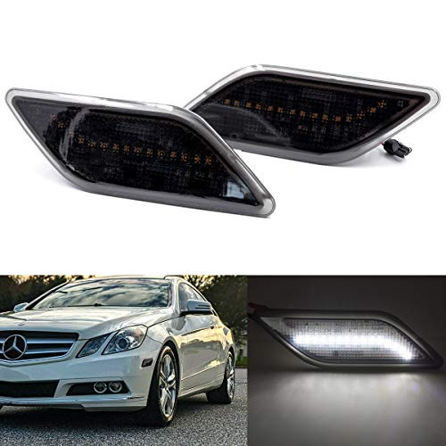 Xenon White Led Side Marker Lights for 201013 Mercedes Benz W212 PreLCI EClass Front Fender Marker Lamps Smoked Lens OEM Side Marker Replacement