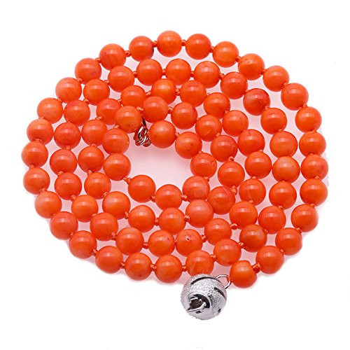 JYX Orange Coral Necklace Natural 5mm Round Orange Sea Bamboo Coral Beaded Necklace Strand for Women 18 JYX Orange Coral Necklace Natural 5mm Round Orange Sea Bamboo Coral Beaded Necklace Strand for Women 18