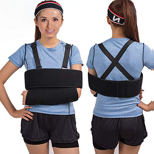 HKJD Medical Arm Sling Shoulder Immobilizer Adjustable Rotator Cuff Soft Shoulder Sling Wrist Elbow Forearm Support Brace Strap for Subluxation Dislocation Sprain Strain M