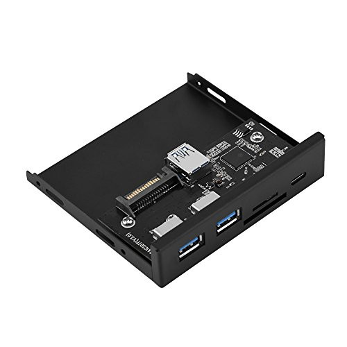 fosa PC Floppy Drive Front Panel Card Reader MultiFunction 6Gbps High Speed Dual USB 3 0 Type C/TF/SD Card Slot Hub Bracket Front Panel for PC Floppy Drive