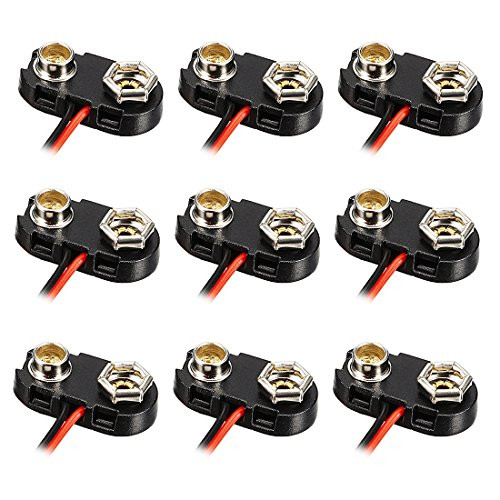 uxcell 9pcs DC 9V Battery Clip TType Buckle Connector Plastic Shell Lead Wire 10cm Long