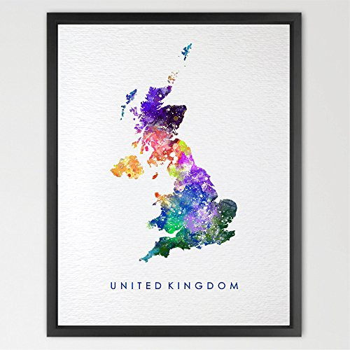 Dignovel Studios 8X10 United Kingdom Map UK Map Watercolor Art Print Wall Art Hanging Home Decor Nursery decor Kids Art Fine Art Print Motivational art N220