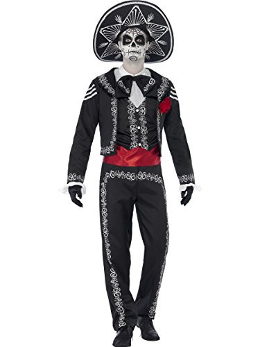 Smiffys Men s MUS Size 38 40  Day of the Dead Se±or Bones Costume Black