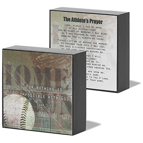 Dicksons Nothing is Impossible with God Baseball Onyx 3 x 3 Wood Wall Sign Plaque