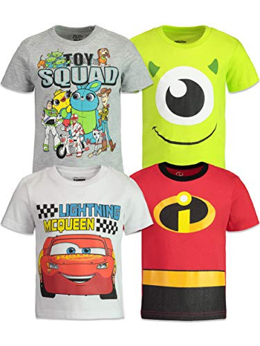 Disney Pixar Boys 4 Pack TShirts Toy Story Incredibles Cars  Monsters Inc  10