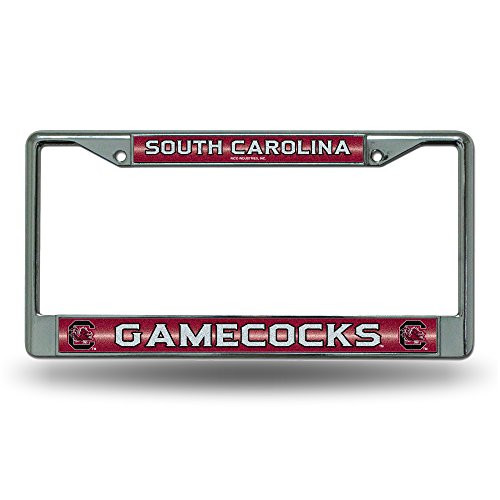 NCAA Rico Industries Bling Chrome License Plate Frame with Glitter Accent South Carolina Fighting Gamecocks Team Color 6 x 12 25inches NCAA Rico Industries Bling Chrome License Plate Frame with Glitter Accent South Carolina Fighting Gamecocks Team Color 6 x 12 25inches