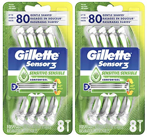 Gillette Sensor3 Sensitive Men s Disposable Razor 8 Razors Pack of 2