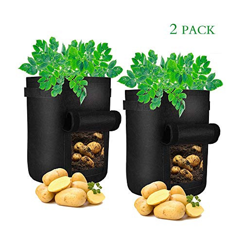 Atiming 2 Pack Potato Grow Bags 10 Gallon Plant Grow Bags Fabric Planting Bags with Window and Handle Garden Vegetable Grow pots for Carrots Tomatoes Onions Black Atiming 2 Pack Potato Grow Bags 10 Gallon Plant Grow Bags Fabric Planting Bags with Window and Handle Garden Vegetable Grow pots for Carrots Tomatoes Onions Black