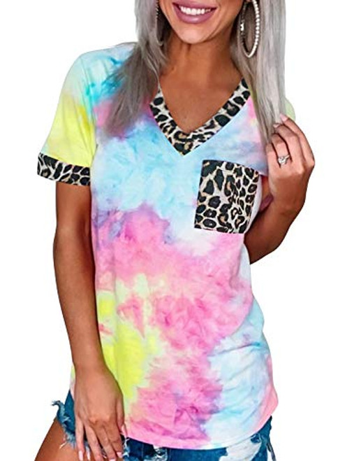 Dokotoo Womens Plus Size Summer Fashion Patchwork Ombre Tie Dye Print V Neck Short Sleeve TShirt Casual Loose Tunic Tops Blouses Tee Shirts Multi 2XL Dokotoo Womens Plus Size Summer Fashion Patchwork Ombre Tie Dye Print V Neck Short Sleeve TShirt Casual Loose Tunic Tops Blouses Tee Shirts Multi 2XL