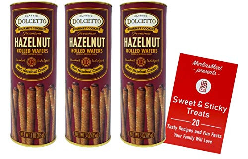 Dolcetto Premium Cream Filled Rolled Wafers Rich Hazelnut Flavor Pack of 3 3 Ounces Plus Recipe Booklet Bundle Dolcetto Premium Cream Filled Rolled Wafers Rich Hazelnut Flavor Pack of 3 3 Ounces Plus Recipe Booklet Bundle