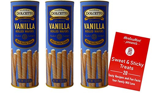 Dolcetto Premium Cream Filled Rolled Wafers Gourmet Vanilla Cookies Plus Recipe Booklet Bundle Pack of 3 3 Ounces Dolcetto Premium Cream Filled Rolled Wafers Gourmet Vanilla Cookies Plus Recipe Booklet Bundle Pack of 3 3 Ounces