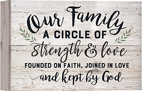 Our Family Strength Love Faith White Wash 10 x 7 Inch Solid Pine Wood Boxed Pallet Wall Plaque Sign