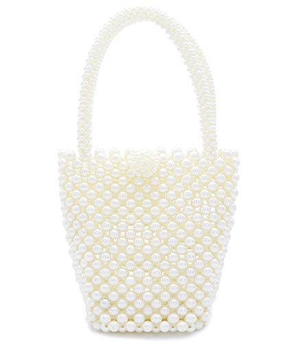Miuco Womens Purses Handmade Beaded Handbags Pearl Top Handle Bag