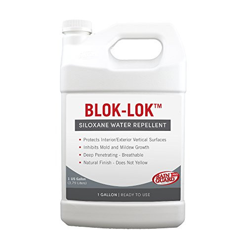 Rainguard International CR-0201 Blok-Lok Ready to Use 1 gal Penetrating Silane Siloxane Professional Grade Water Repellent Sealer - Concrete, CMU, Block, Brick, Stucco, Stone, Clear, Pail