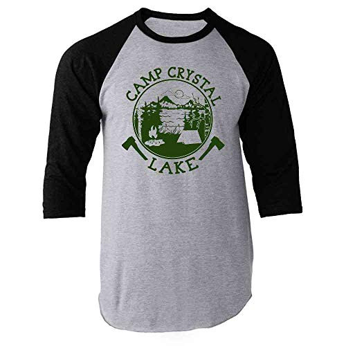 Pop Threads Camp Crystal Lake Counselor T Shirt Horror Costume Black S Raglan Baseball Tee Shirt