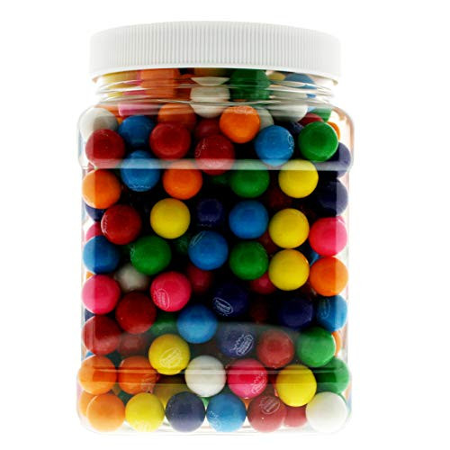 Dubble Bubble 1 5 LB Gourmet 1/2in Gumballs  Original Bulk Assorted Colors in 32 FL OZ Gift Ready Reusable Square Jar