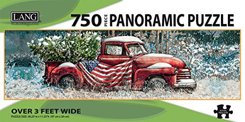 LANG - 750 Piece Panoramic Puzzle -"Flag Truck", Artwork by Tim Coffey - Linen Finish - 38.25 x 11.25 Completed