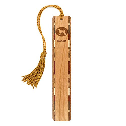 Dog Bookmark  Beagle Engraved Wooden Bookmark with Tassel  Search B082MTCB4X for Personalized Version