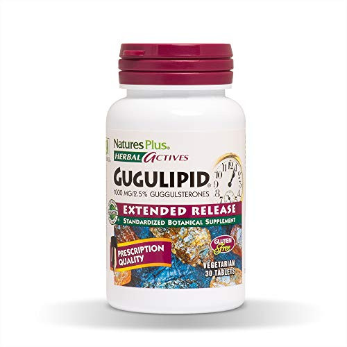 NaturesPlus Herbal Actives Gugulipid Extended Release 1000 mg 2 5 Guggulsterones  30 Vegan Tablets  Ayurvedic Botanical Supplement  Vegetarian GlutenFree  30 Servings