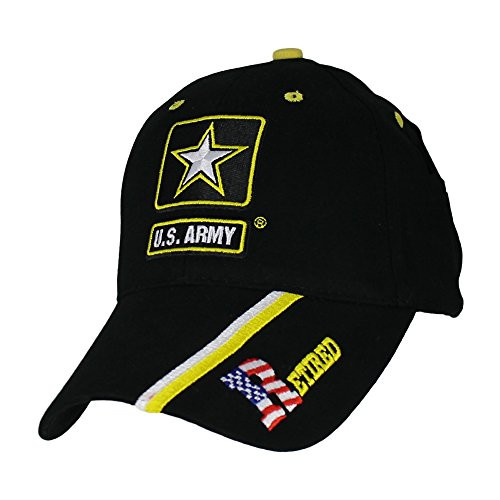 Eagle Crest U S  Army Retired Baseball Cap  Black