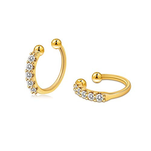 Ear Clip Cartilage Hoop Earring for Women 14K Gold Plated Cubic Zirconia Hypoallergenic Huggies Hoops Earring Jewelry