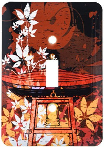 3dRose lsp_116381_1 Pretty Ornate Japanese Bell Gong Decorated with Foliage Asian Oriental Art Light Switch Cover