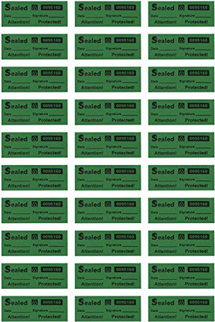 100 Customs Stickers  Tamper Evident Stickers  Tamper Proof Stickers  Security Seal  Tamper Resistant Labels  Warranty Void Labels  Unique Sequential Serial Numbering Green 0 78 x 1 38 Inch